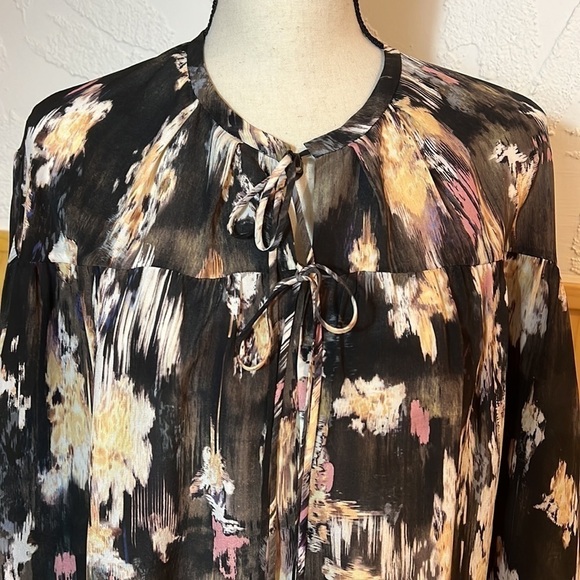 NWT IRO Anite Black & Grey Print 100% Silk Blouse Sz-M/38 - Picture 2 of 10